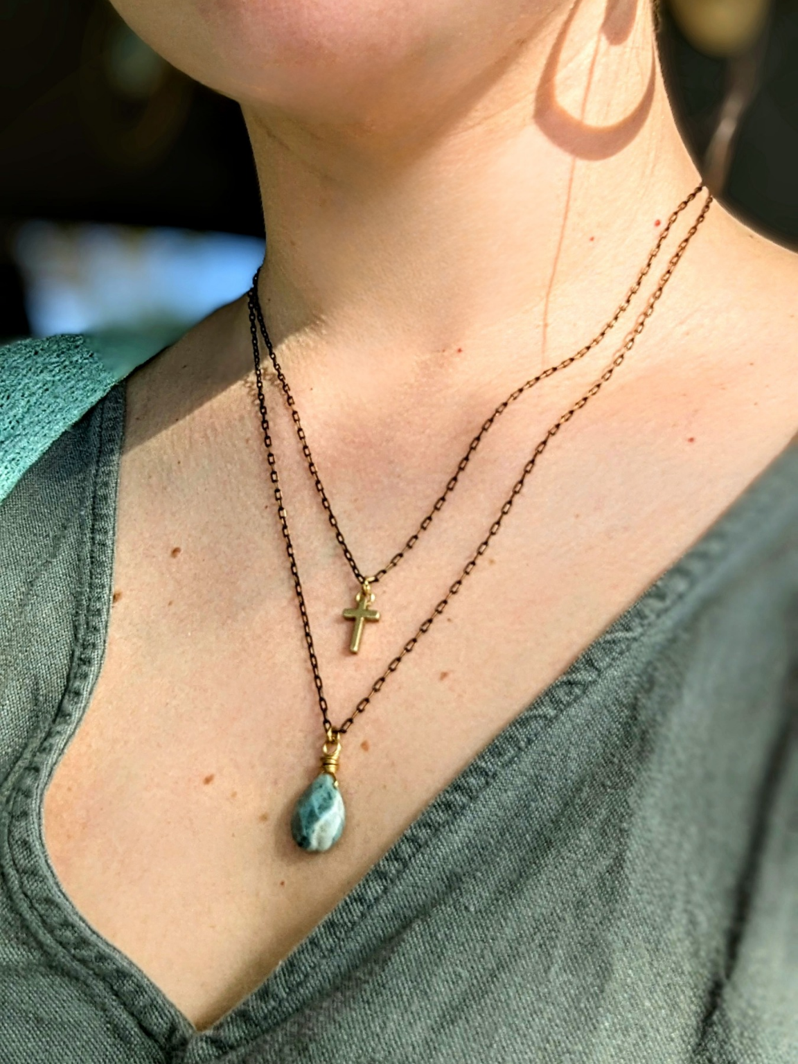 Simple Faith Dainty Brass cross necklace