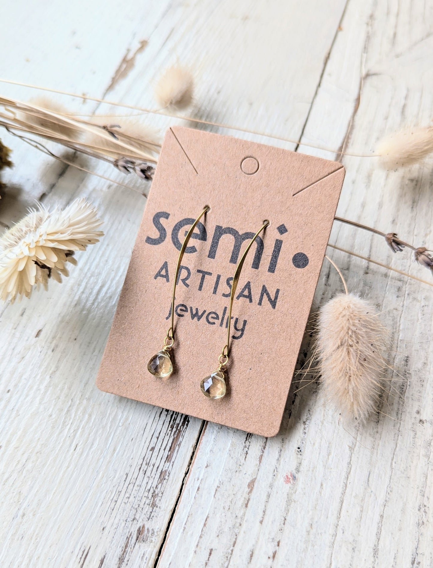 Minimalist Gemstone Drop Earrings