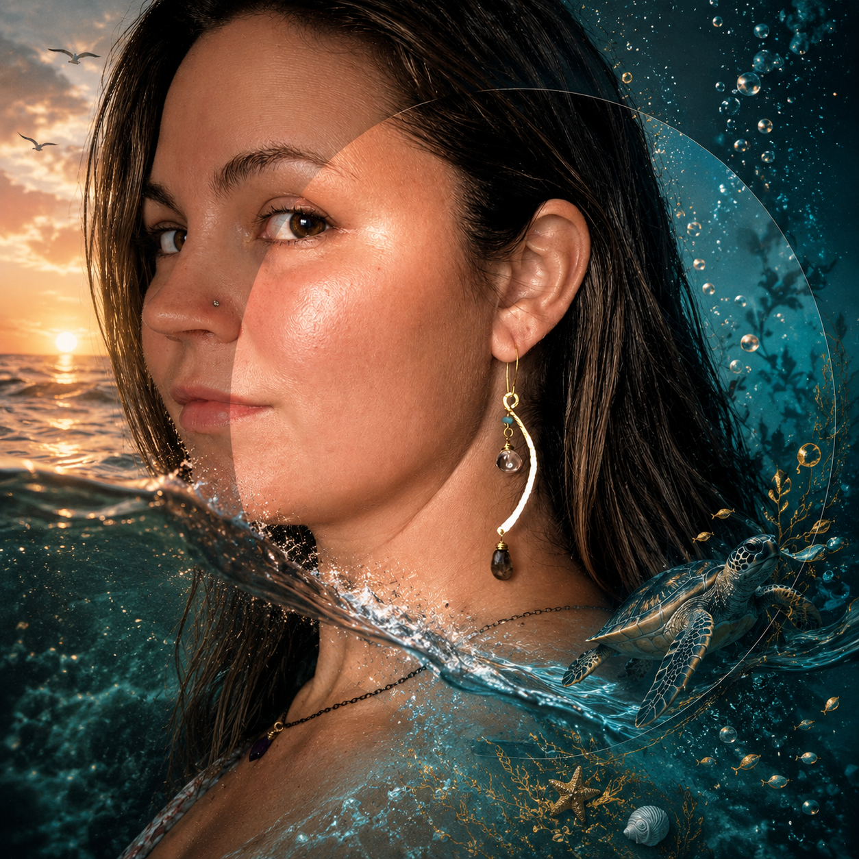 Tidal Light Crescent Earrings