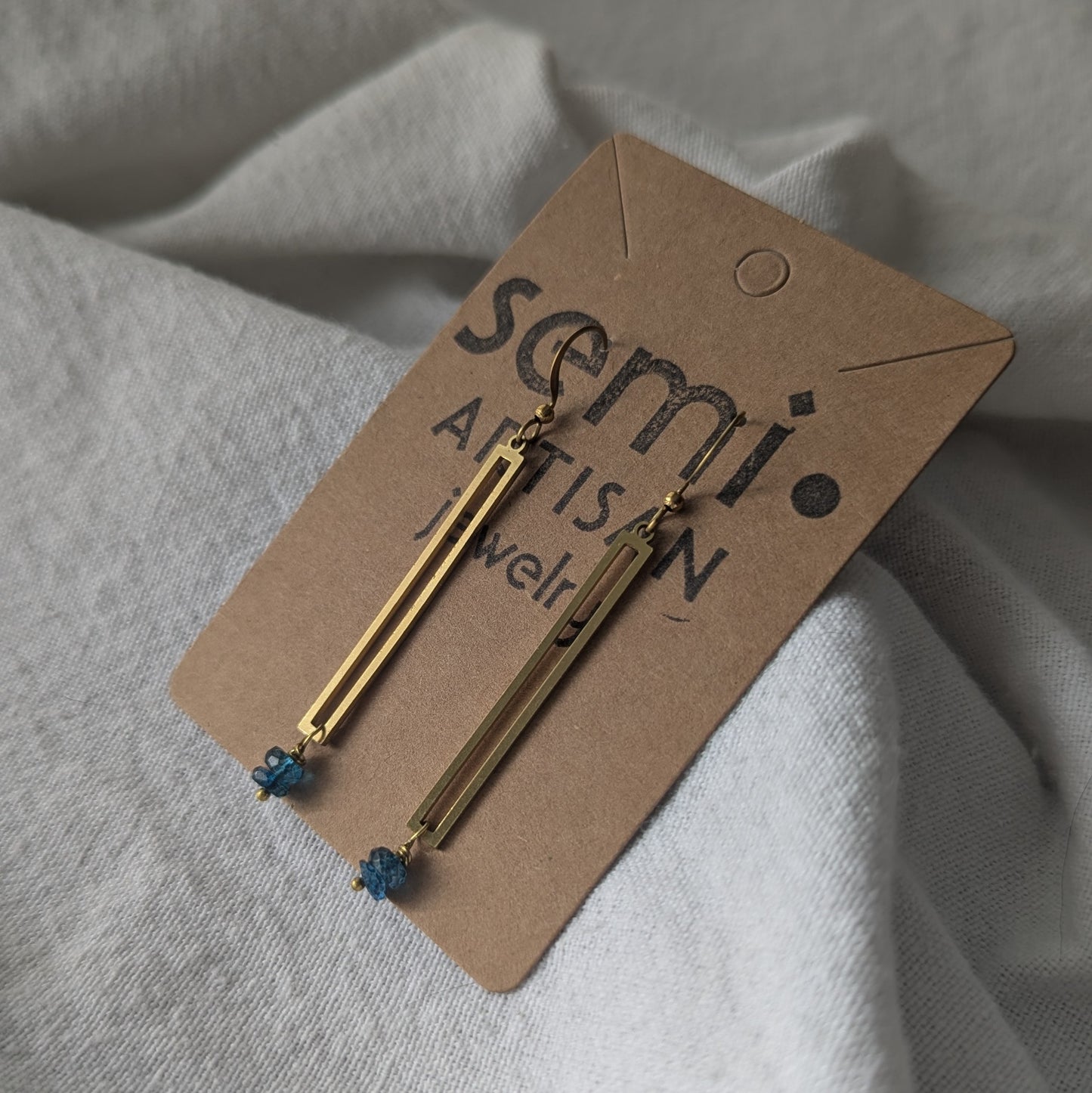 London Blue – Linear Drop Earrings
