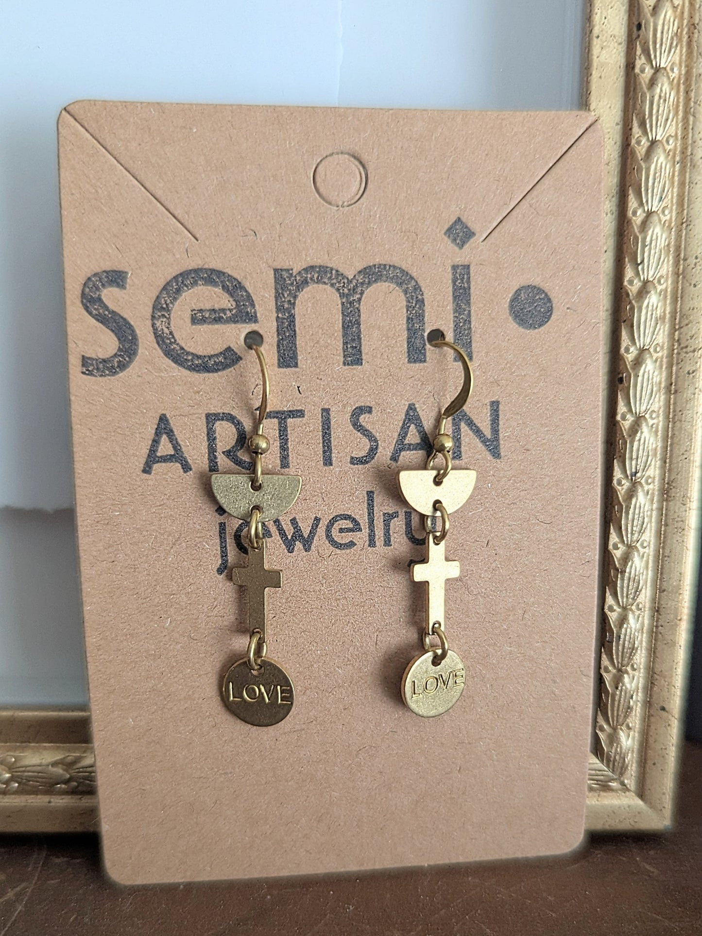 Love Wins Cross Dangle Earrings