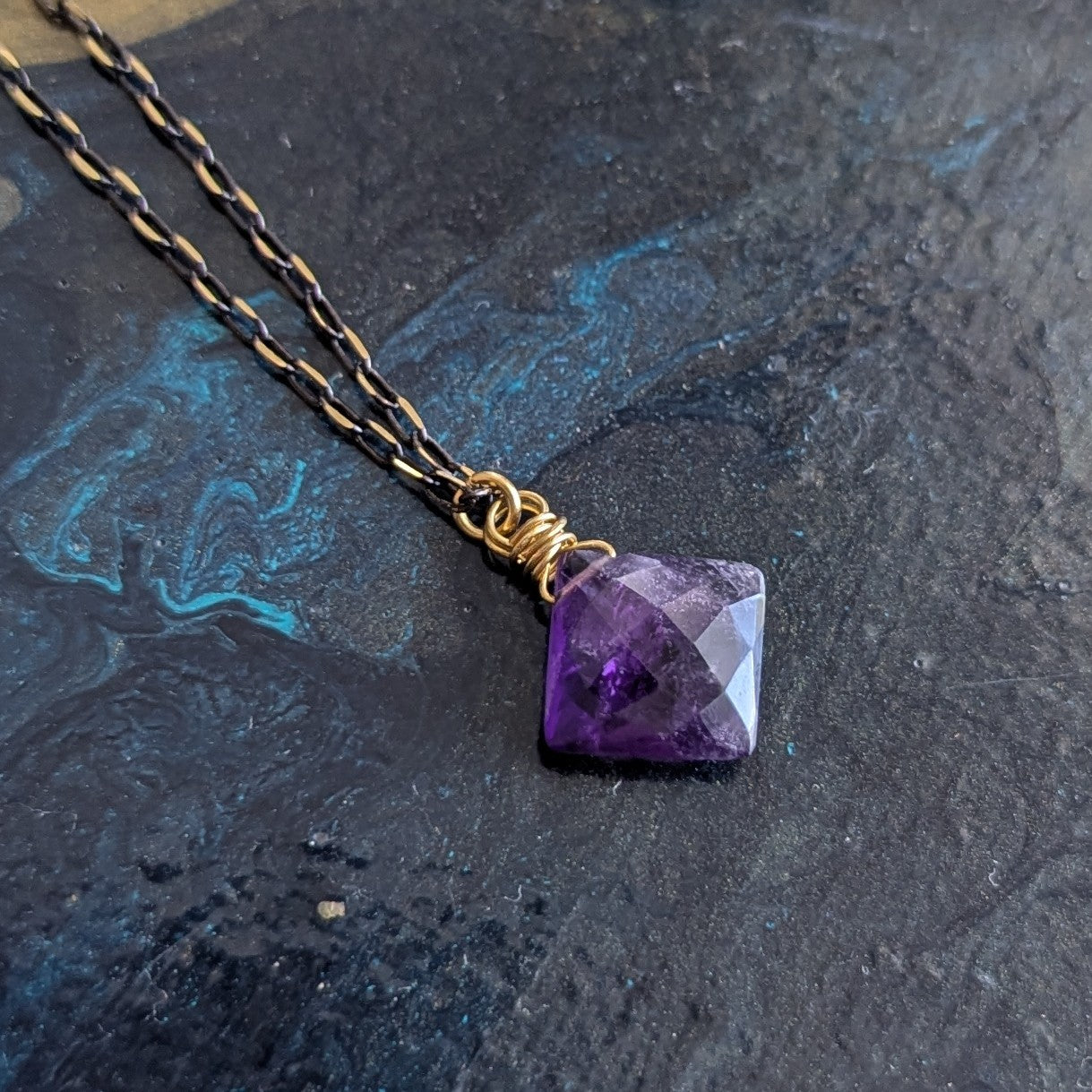 Faceted Amethyst necklace 18"