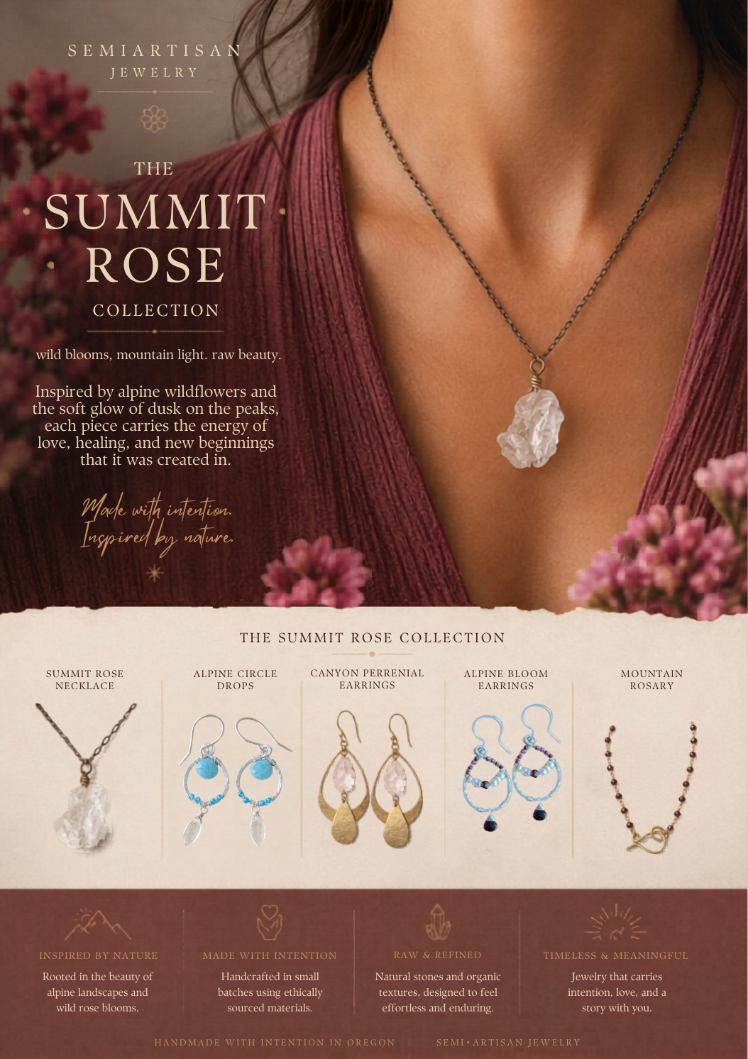 Summit Rose Raw Quartz Necklace