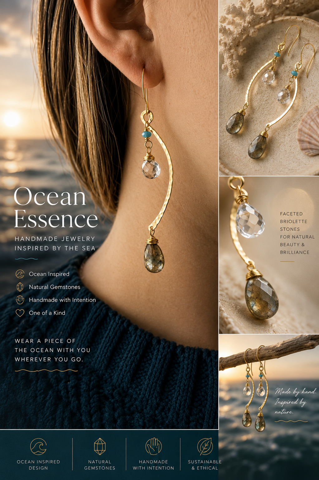 Tidal Light Crescent Earrings