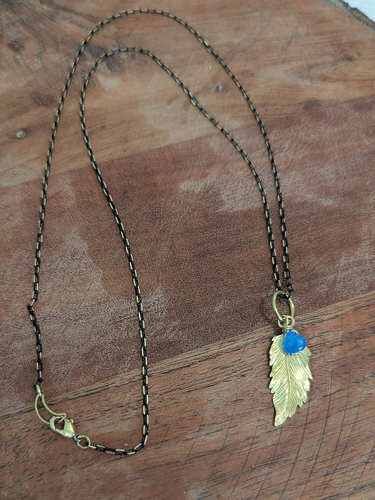 Little Piece of Heaven Feather + semi precious Stone Necklace
