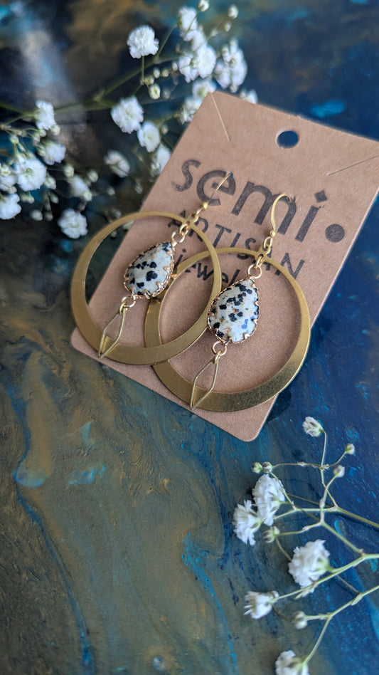 Dalmation Jasper Hoop Earrings